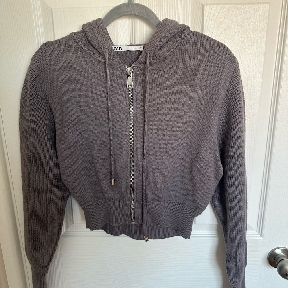 Zara Knit Zip-Up Hoodie